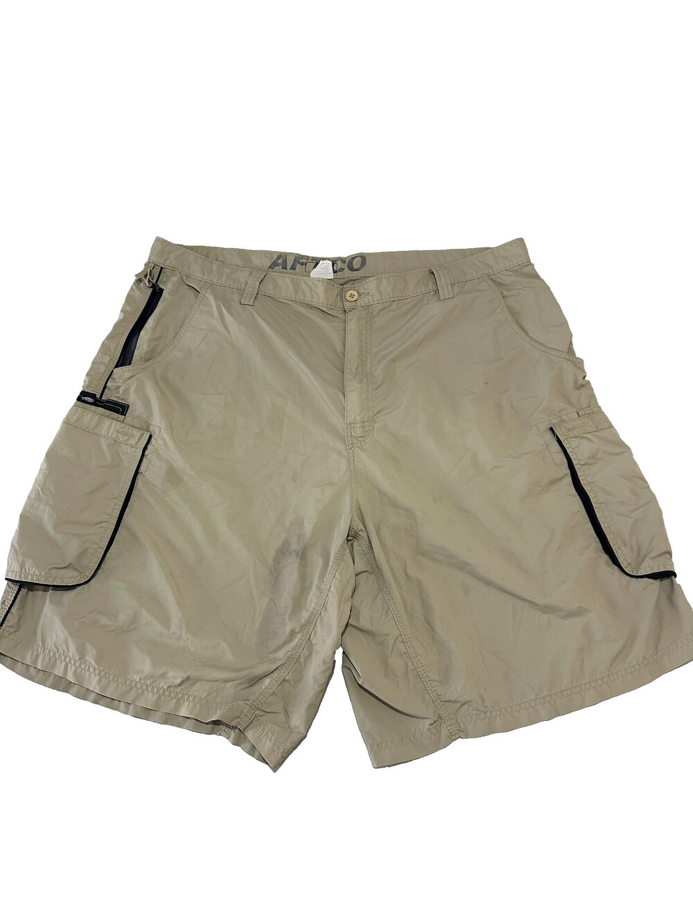 AFTCO Shorts Mens 42 Tan Fishing Cargo Zip Quick Dry Vintage Y2K